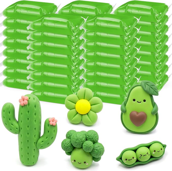 VioraWhite 40 Pcs 21oz Air Dry Clay Bulk Modeling Ultra Lightweight Foam Modeling Clay for Kids Adults DIY Crafts Party Arts and School Project Gifts Supplies(Green)