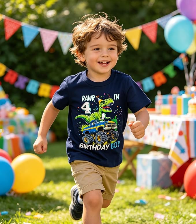 Lovekider 2-5 Years Birthday Boy Shirt Construction Party T-Shirts Excavator Cotton Short Sleeve Tee Dark Grey