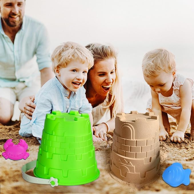 17 Pcs Beach Toy Set for Kids - Includes Bucket, Molds, Shovel, Rake, Sifter & Castle Toys - Sand Bucket and Shovel for Boys and Girls