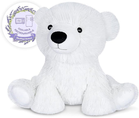 SuzziPals Warming Polar Bear Stuffed Animal, Microwavable Heating Pad for Soothing & Stress Relief, Stuffed Bears Plush Toys with Lavender Scent, Plushies White Bear Gifts Kids & Adults