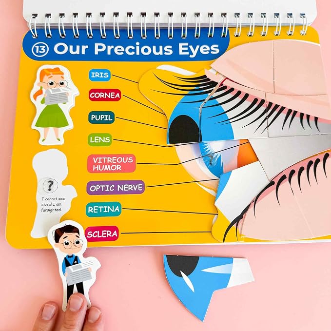 QUOKKA Human Body Busy Books for Kids Ages 4-8 - Fun Human Anatomy Activities for Kids Learning At Home or Classrooms - My Preschool Montessory Busy Book for Toddlers 3-5 I Comes Fully Assembled