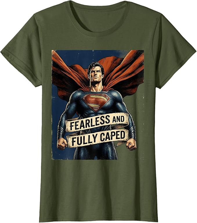 Fearless and Fully Caped Superhero Design T-Shirt