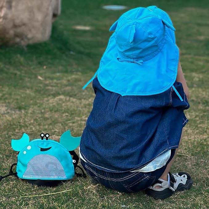 Kids Mesh Beach Bag, Cute Crab-Shaped Seashell Collecting Bag with Adjustable Strap for Holding Shell Beach Toy
