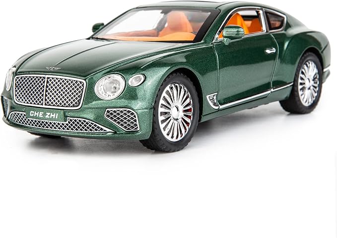 WAKAKAC Toy Car Compatible for 1/24 Bentley Continental GT Model Car Alloy Diecast Collectible Pull Back Car Toy Door Can Be Opened for Boys Girls Gift(Green)