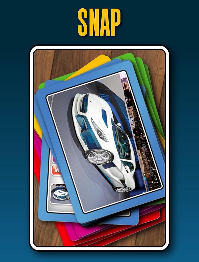 SMART CARDS Cars, Gift, Stocking Stuffer, Travel Game, 7 Games in 1, Pairs, Snap, Trumps, Rummy, Memory Quiz, Learn Facts, Age 5+, 1-8 Players