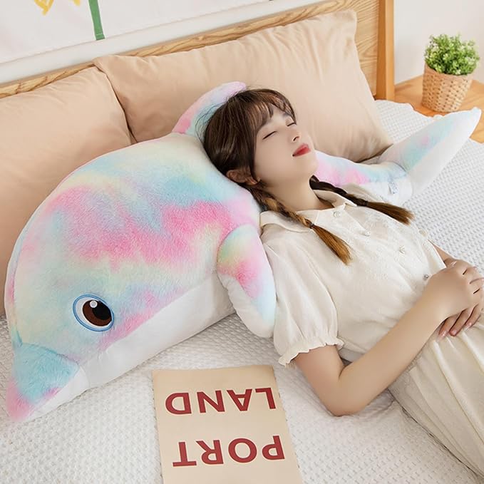 Dolphin Stuffed Animals Plush Pillows Soft Sea Animal Plush Dolls Stuffed Animal Plushies (Pinkish Yellow-27 Inches)