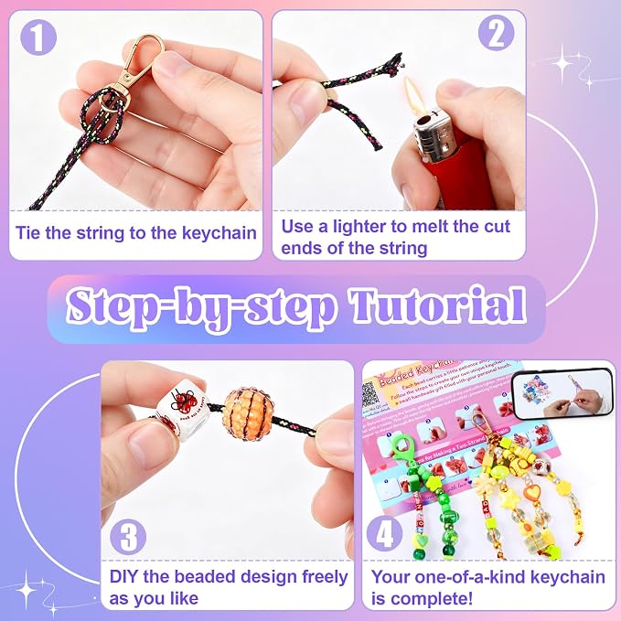 TOHONGADON 1501 Pcs DIY Bag Charm Kit, Colorful Keychain Making Kit,with Key Chain Hooks, Acrylic Balls Heart Star Flower Bow Letter Alphabet Beads, Gift Bags, Manual for Custom Keychains