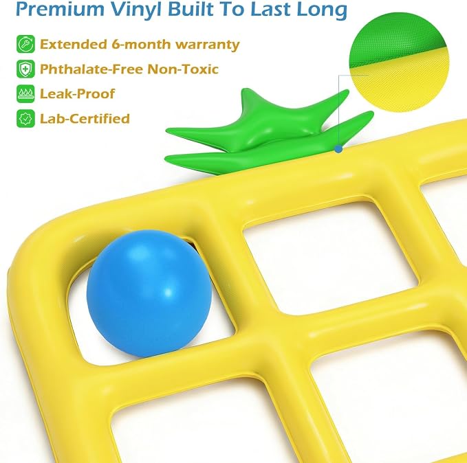 Jasonwell Tic-Tac-Toe Pool Toys Games - Giant Floating Tic Tac Toe Game Float with 10 Balls Pineapple Pool Game Party Toy Floats Yard Field Day Games Outdoor Beach Toys for Adults Teens Kids (Yellow)