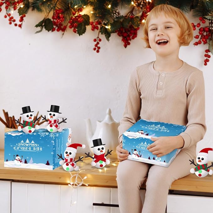 30 Pack Stocking Stuffers for Kids,Christmas Crafts for Kids Bulk,Build a Snowman Crafts Kit Modeling Clay,Christmas Stocking Stuffers Gifts Activities for Boys Girls (10 Snowman)