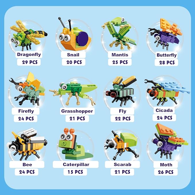 BRICHBROW Party Favors for Kids - 12 Pack Animals Building Blocks for Goodie Bags Stocking Stuffers Classroom Prizes Birthday Gifts Toy Building Sets for Kids 6-12yrs