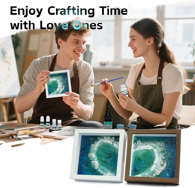 iLAND Crafts for Adults Zen Ocean Resin Art Kit, Creative Teen Crafts Resin Kit for Beginners, Crafting Hobbies for Women, DIY Sea Art Projects for Adults, Unique Beach Themed Gifts for Crafty Crafter