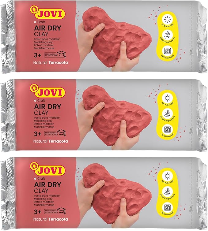Jovi - Air Dry Clay, 3 x 1.1 lb, Terracotta Color, Total of 3.3 lb | Pottery Clay for Arts and Crafts Projects, No Oven Needed, gluten-free