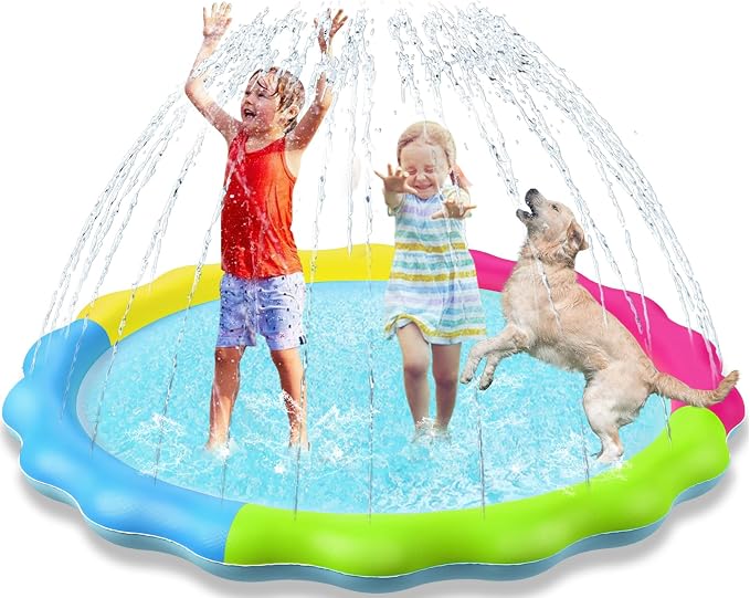 Kids Dog Splash Pad Sprinkler - Jasonwell Non Slip Dog Sprinkler Pad Splash Pool Puppy Dogs Pool Summer Outdoor Water Toys Backyard Durable Splash Pad for Toddlers Kids Small Medium Large Dogs Pet