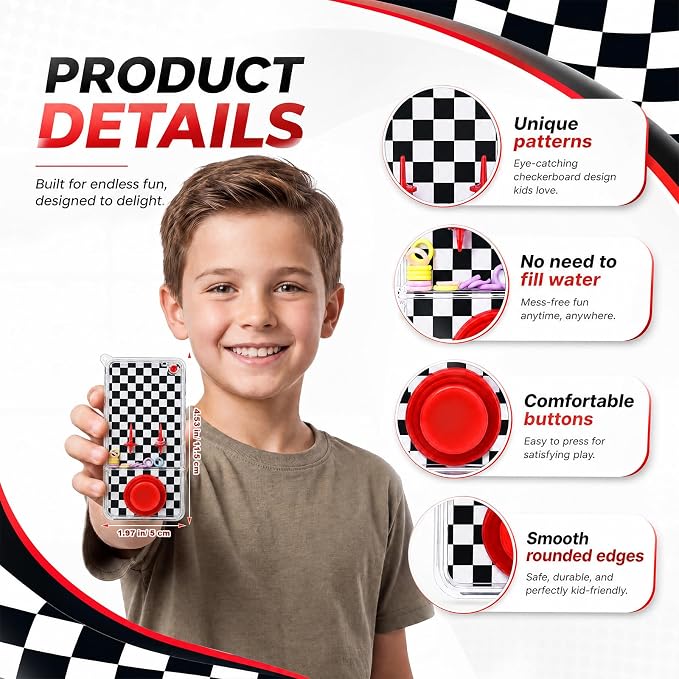 12 Pcs Race Car Party Favors for Kids Handheld Water Games Water Ring Toss Toys, Black and White Checkered Birthday Party Favors Goodie Bags Stuffers Return Gifts Classroom Prize Rewards