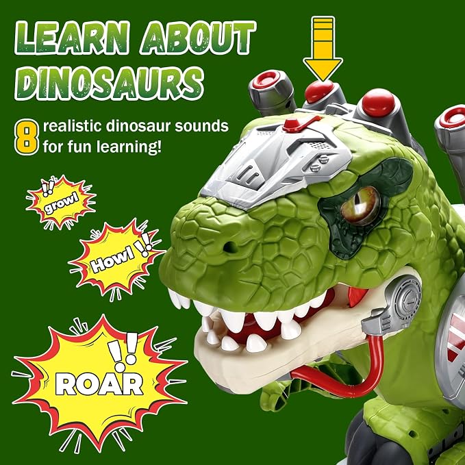 Dinosaur Ride On Toy Cars for Kids, Toddler Electric Ride On Toys with Music, Light & Smoke, Preschool Kids Scooter Foot-to-Floor Walker Indoor Outdoor,Birthday Xmas Gifts for Boys Age 3 4 5