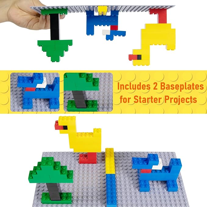Cabeeskii 560 Pieces Black Classic Building Blocks Bulk with 2 Base Plates, Building Bricks in 7 Size, Compatible with All Major Bricks, for Kids & MOC Lovers