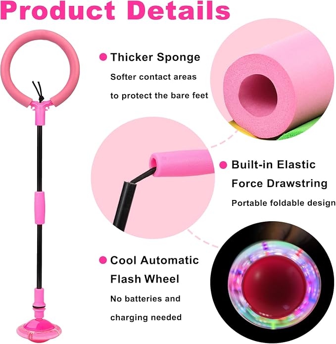 Hewog Skip Ball, Portable Foldable Colorful Flash Wheel Swing Ball, Kids Toys for Girls & Boys, Sports Fitness Toys for Kids & Adults. Gifts for Mom Women & Girls Toys Age 5-10 Years