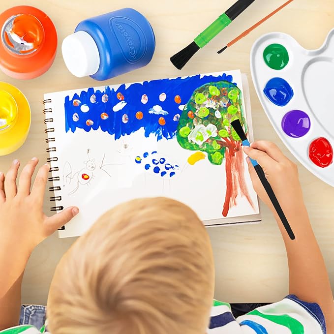 The Mega Deals Kids Painting Set - Washable Non-Toxic Finger Paints (10 Colors of 2 oz) with 10 Paint Cups, 10 Brushes, Kids Smock Mess-Free Toddler Art Supplies Painting Kit for Kids Gift Bundle