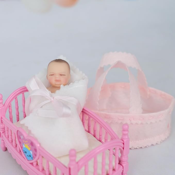 4inch 10CM Mini Platinum Silicone Reborn Baby Doll, Tiny Full Body Silicone Baby Dolls for Stress Relief, Decoration, Gifts, Collectible