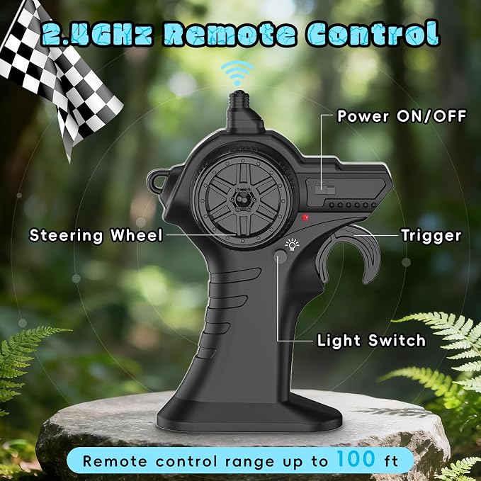 Dinosaur Remote Control Car, 2.4GHz Monster Truck Toys Rechargeable RC Cars 1:24 Scale RC Truck with LED Light Movable Mouth, Dinosaur Cars Toys for Kids Boys 6-8 8-12 Birthday Gift, Blue