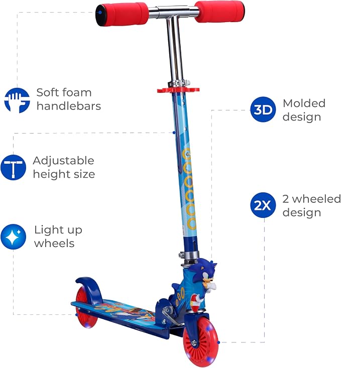 2 Wheel Kick Scooter for Kids, Foldable, Light Up LED Wheels