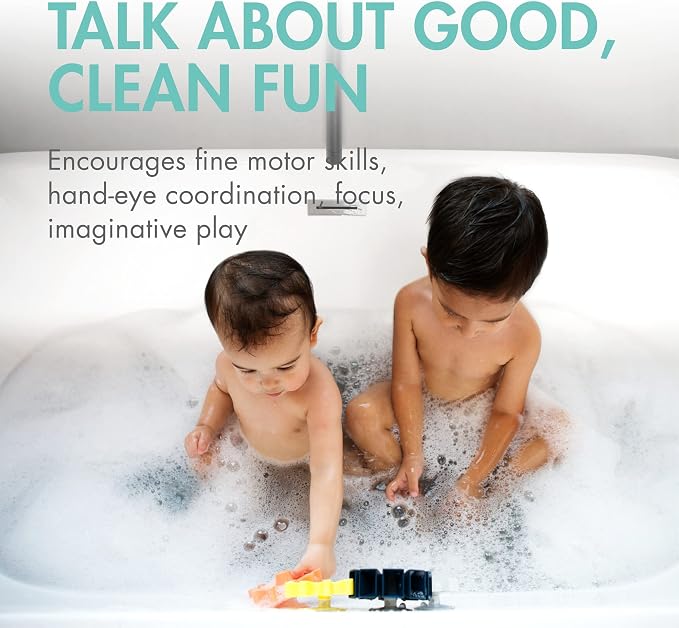 Boon Cogs Baby Bath Toys - Spinning Gear Themed Sensory Baby Toys for Bathtub - Suction Toys for Bathtub Walls - Navy and Yellow - 5 Count - Ages 12 Months and Up (Pack of 2)
