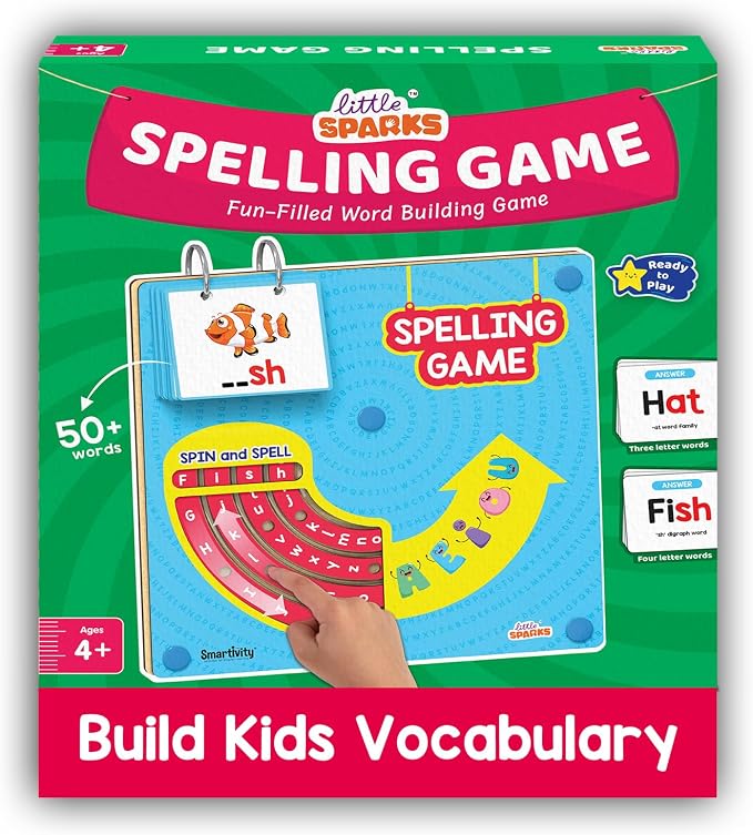 Smartivity Spelling Game for Kids Ages 4, 5, 6, 7, 8 Years Old | Wooden Phonics & CVC Word Learning Toy | Early Vocabulary Building Toy for Preschool Kindergarten | Screen for Boys & Girls