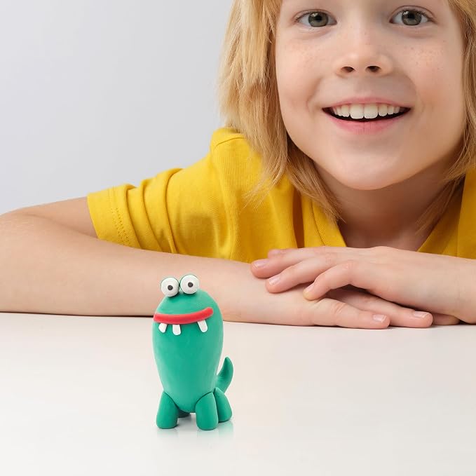 HEY CLAY Set - Colourful Modeling Air Dry Clay Kit for Kids 15 cans and Sculpting Tools with Fun Interactive Instructions App - Children 3+ (Monsters)
