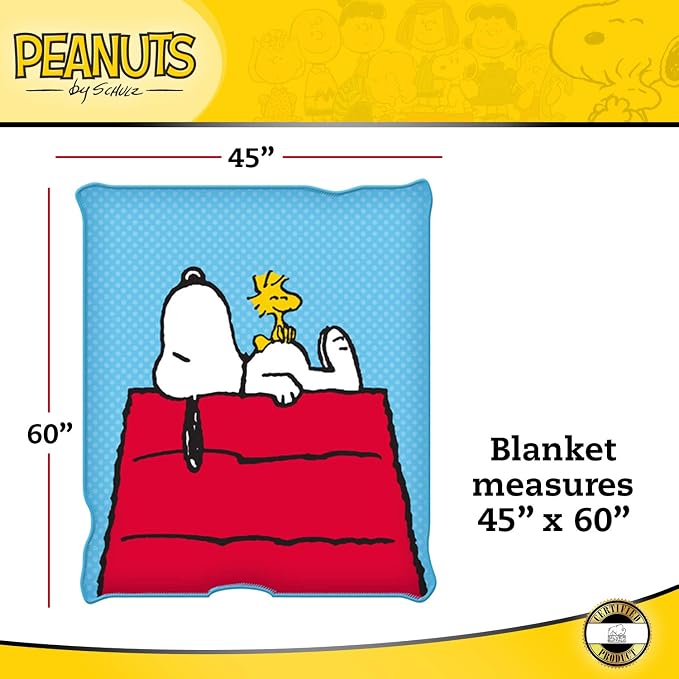 Silver Buffalo Peanuts Snoopy & Woodstock 45 x 60 Inch Fleece Throw Blanket