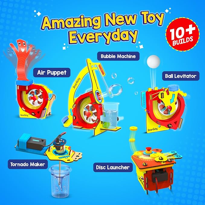 Smartivity 10-in-1 Motor Powered STEM Kit for Kids | Build 10+ Electronics Projects - Bubble Launcher, Spinner & More | DIY Science Engineering Toy | Birthday Gift Boys & Girls 6 7 8 9 10 11 12