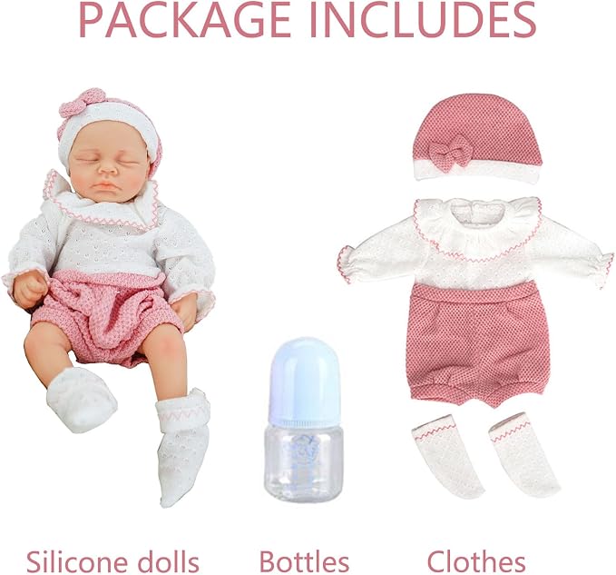 Girl 12 Inch, Silicone Reborn Baby Dolls, Realistic Baby Doll, Not Vinyl, Posable Newborn, Reborn Baby Dolls Silicone Full Body