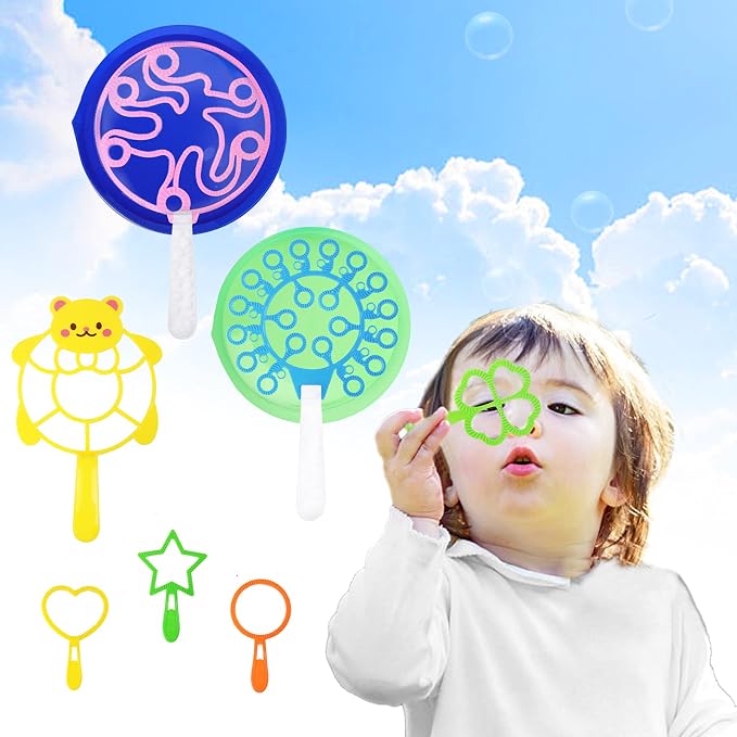 Bubble Wands Set, 28 Pcs Large Bubble Wand with Tray, Great for Kids Summer Outdoor Bubble Party Favors