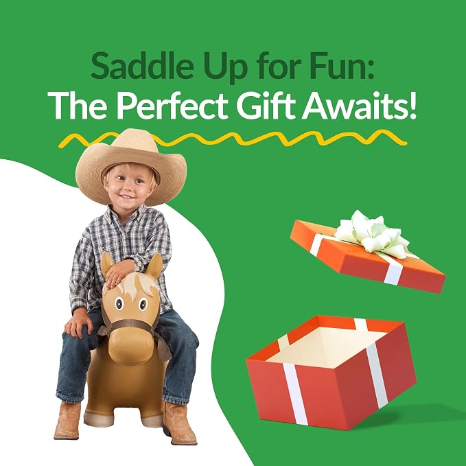 Big Country Toys Lil’ Bucker Horse Kids Toys - Rodeo Ride On Toys for18 Months to 3+ Years - Bouncy Animals for Toddlers - Inflatable Hopper Horse Toys with Hand Pump