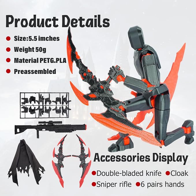 T13 Action Figure Set Assembled-3D Printed Multi-Jointed Movable Dummy 13，Titan 13 Action Figure, Birthday Gifts for Boys, Girls Desktop Decorations