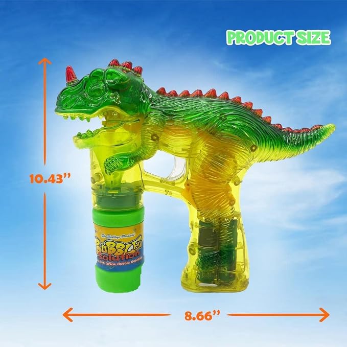 Haktoys Dinosaur Bubble Gun for Kids Automatic Bubble Machine Toy, Outdoor Bubble Maker Blower for Toddlers Boys Girls Backyard Play, 1 Pack