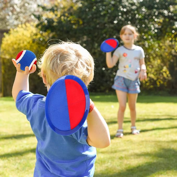 Toss and Catch Ball Game Set, Upgraded Sticky Paddle Ball Set for Kids & Toddlers, Sturdy & Water-Resistant Outdoor Backyard Beach Pool Toy, Birthday Gift for Boys Girls Ages 3-12