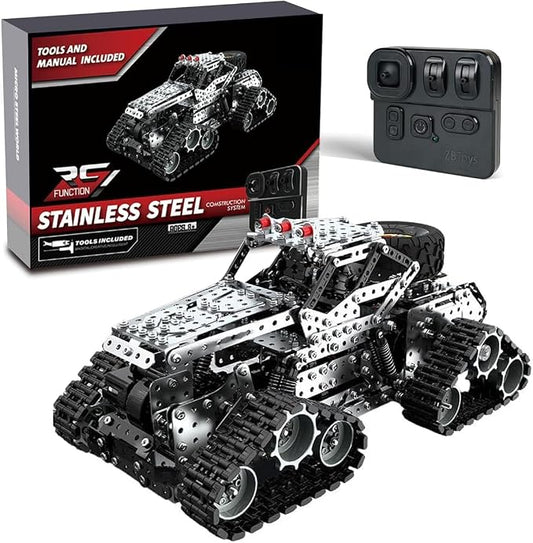 Building Sets Stem Assembly Metal 3-D Puzzle Off-Road Model Car Building Kit Construction Set Toys Assemble Remote Control Snowmobile 1929PCS/Included Motor