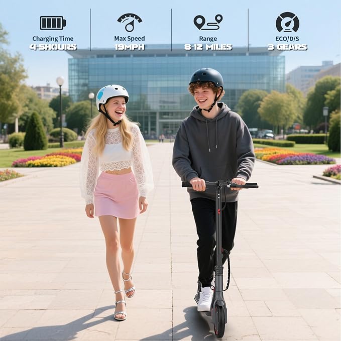 Werhy Kids Electric Scooter, 350W Motor, 19 Mph Speed & 15 Miles Range, 8.5" Solid Tires, Lightweight Foldable Scooter with Dual Braking System, Max Load 265LBS