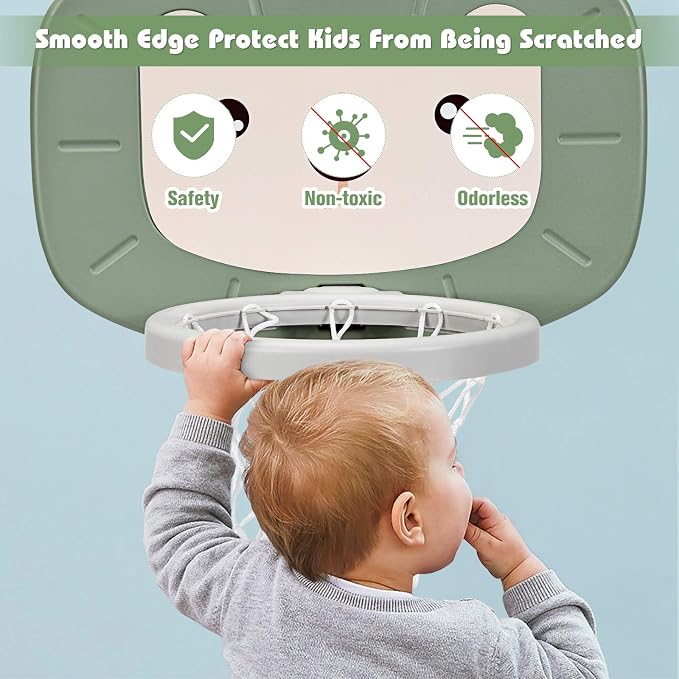 Costzon Kids Basketball Hoop, Toddler Sports Activity Center w/ 5 Adjustable Height Levels, Basketball Soccer Golf Game Set, Indoor Outdoor Basketball Hoop Set Gift for Baby Infant