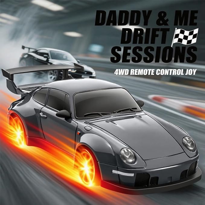 RC Drift Car, 1:24 Scale Remote Control Vehicle with LED Lights,Drifting Tires＆Two Batteries, Racing Sports Toy Idea Gift for Adults Boys Girls and Kids