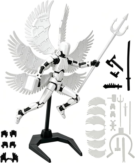2026 New Assembly Required-Titan 13 Action Figure,Dummy Robot 13 Action Figures Set,3D Printed Multi-Jointed Action Figures,Nova 13 Action Figure for Collectors Desktop Decorations(White Angel)