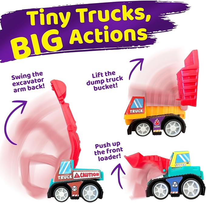 stargo 24 Pack Colorful Prefilled Easter Eggs bulk with toys - Mini Car set Construction Engineering Vehicles pull-back cars. Plastic Easter Eggs Filled, Basket Fillers, Party Favors, Boys Goodie Bags