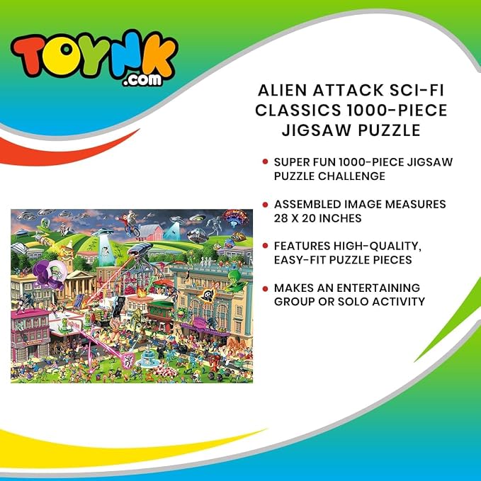 Alien Attack Sci-Fi Classics 1000-Piece Jigsaw Puzzle for Adults | Interactive Brain Teaser, Educational Toys & Games, Home Activities Building Kit for Creative Play | Nostalgic Gifts and Collectibles