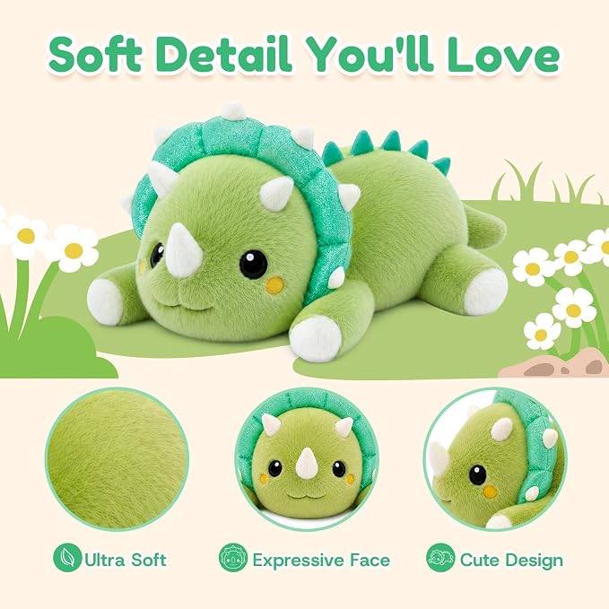 Triceratops Dinosaur Weighted Stuffed Animal Plush Toy(10.6 Inch, 0.7 Lbs)