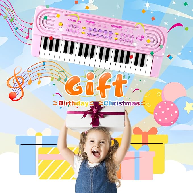 Toddler Kid Toy Piano Keyboard, 37 Keys Pianos Music Toys with Microphone