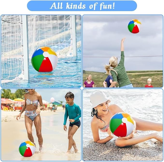 Beach Ball 12 Pack - 12'' Inflatable Beach Balls for Kids Bulk, Swimming Pool Toys Beach Toys for Summer Water Games, Hawaiian Tropical Theme Party Decorations Favors Supplies