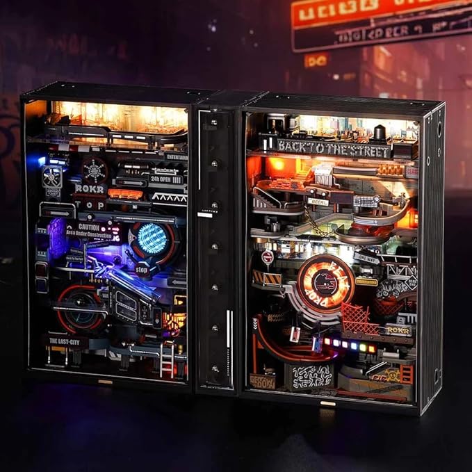 ROKR 3D Puzzles Marble Run Parallel World 2in 1,The Last City+Hip-Hop Street