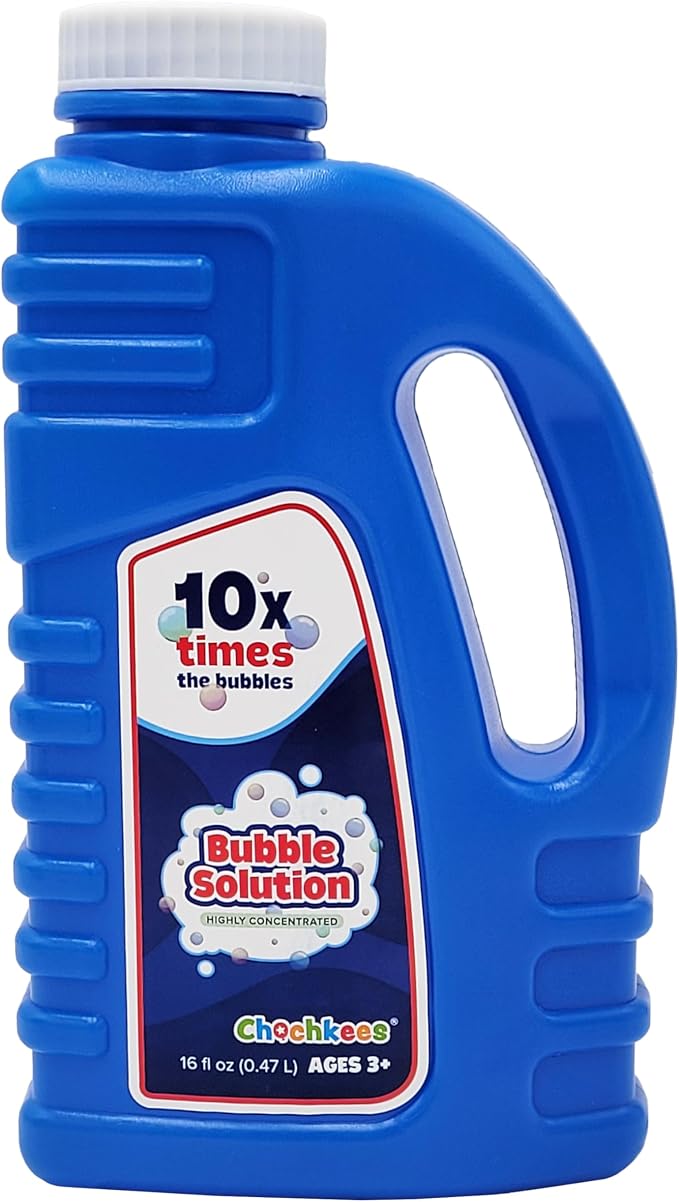 16 oz Concentrated Blue Bubble Solution Bottle with Handle, Refills up to 1.25 Gallons, Non-Toxic Concentrated Solution for Bubble Machines, Giant Bubble Wands, Bubble Gun and Blowers (Single)