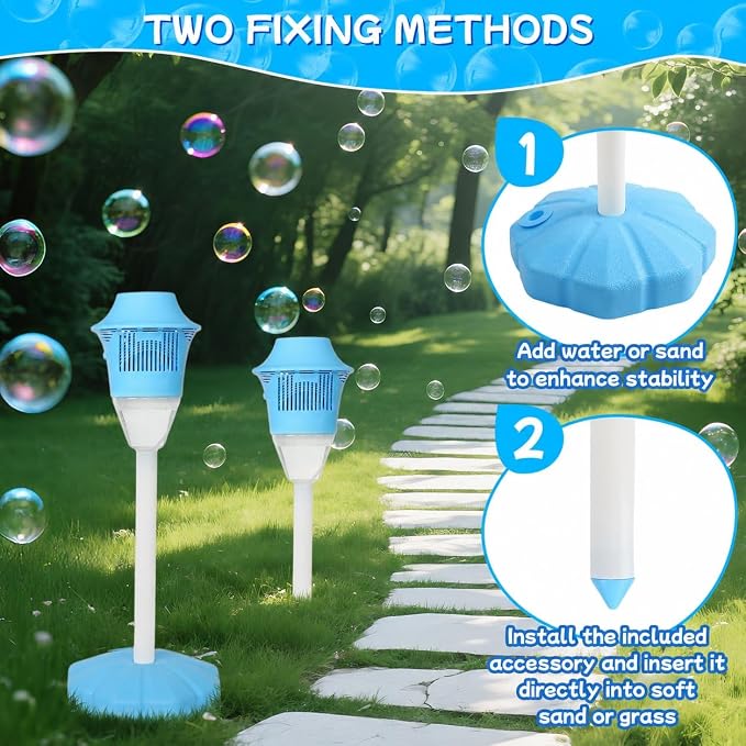 Automatic Bubble Machine for Kids, 2026 New Standing Bubble Maker with Lights & Music, Height Adjustable Up to 47'', Rechargeable Bubble Blower Toys Bubbles Machine for Wedding Party (Blue)