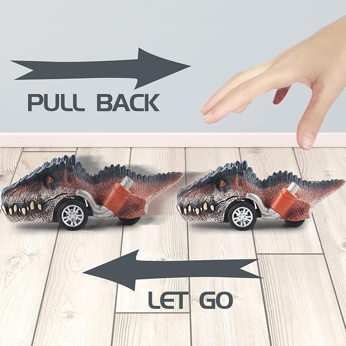 DINOBROS Dinosaur Toys for Kids 3-5, Pull Back Dinosaur Cars for 3 4 5 6 7 Year Old Boys Girls 6 Pack Dino Toys Gifts for Toddlers